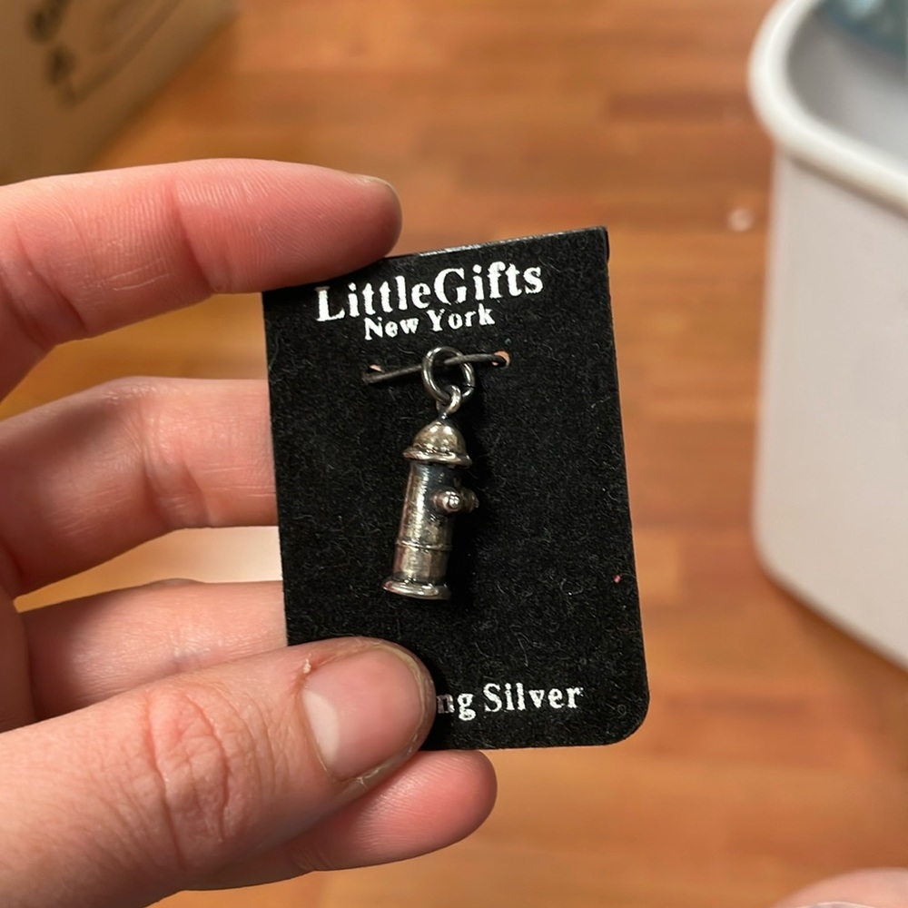 Sterling silver little gifts dog NYC fire fighter theme charm - fire hydrant